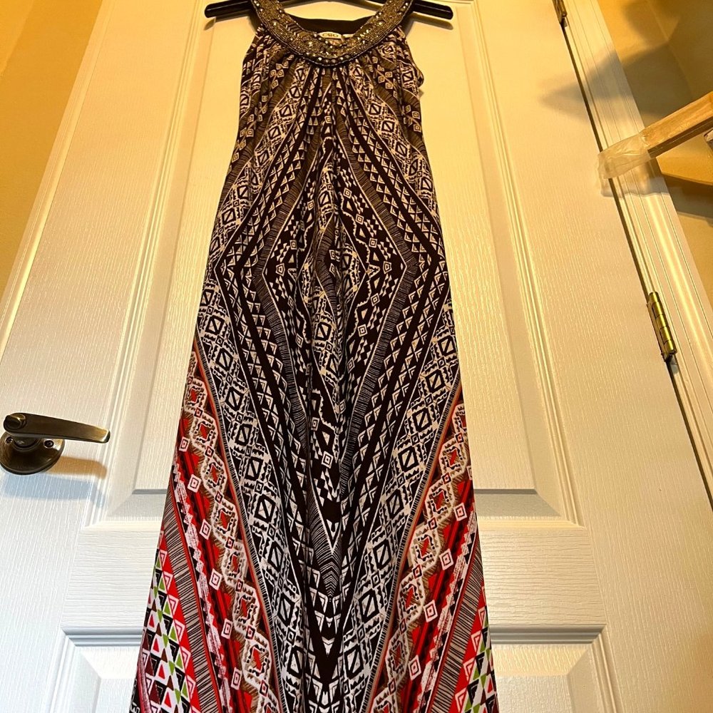 Cato-Small maxi Dress-embellished neck line, beads - Picture 1 of 11